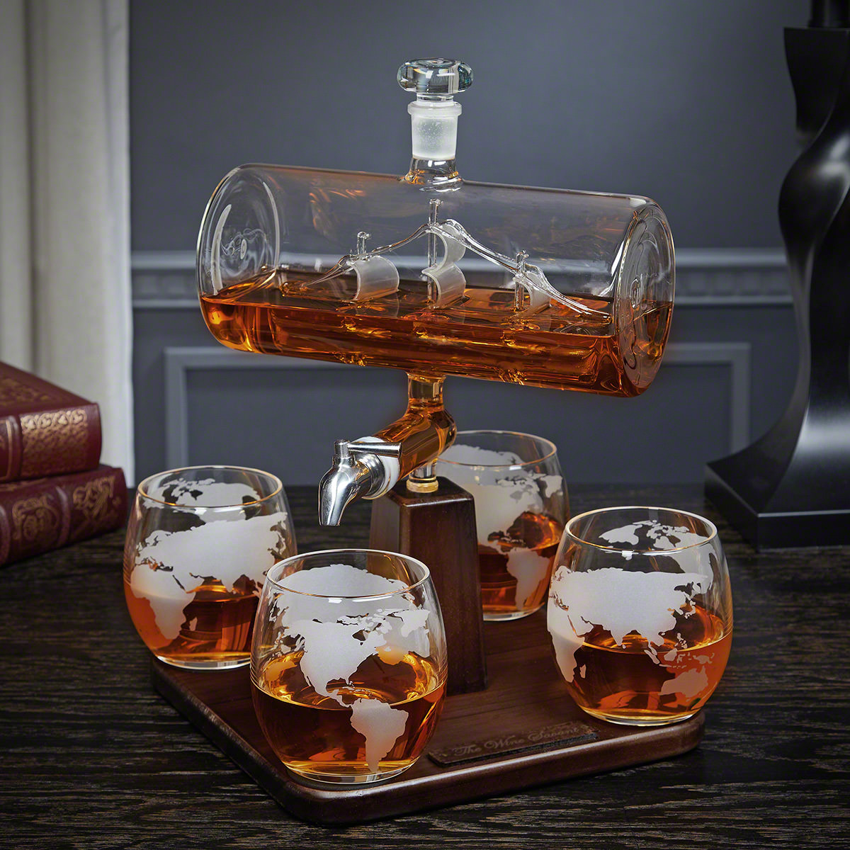 8989 decanter ship with four glasses primary